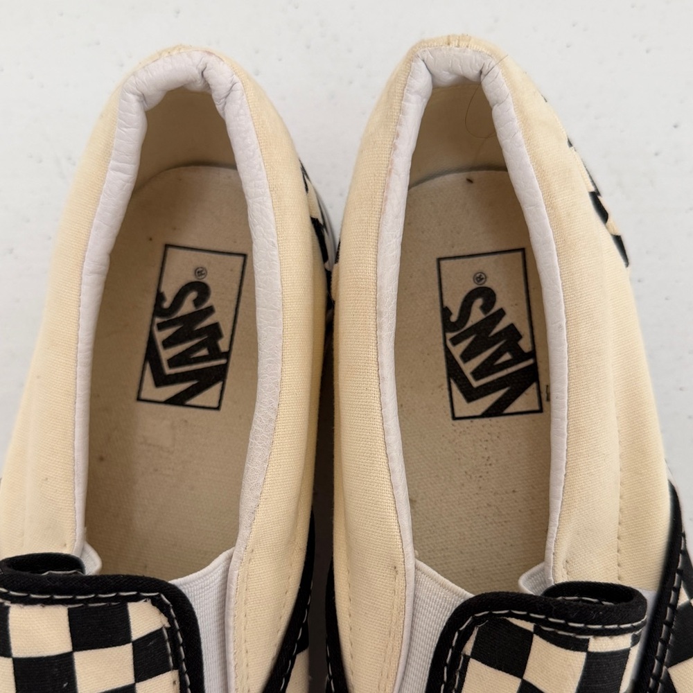 Vans Men’s Black and Cream Checkerboard Slip-Ons - Picture 5 of 6